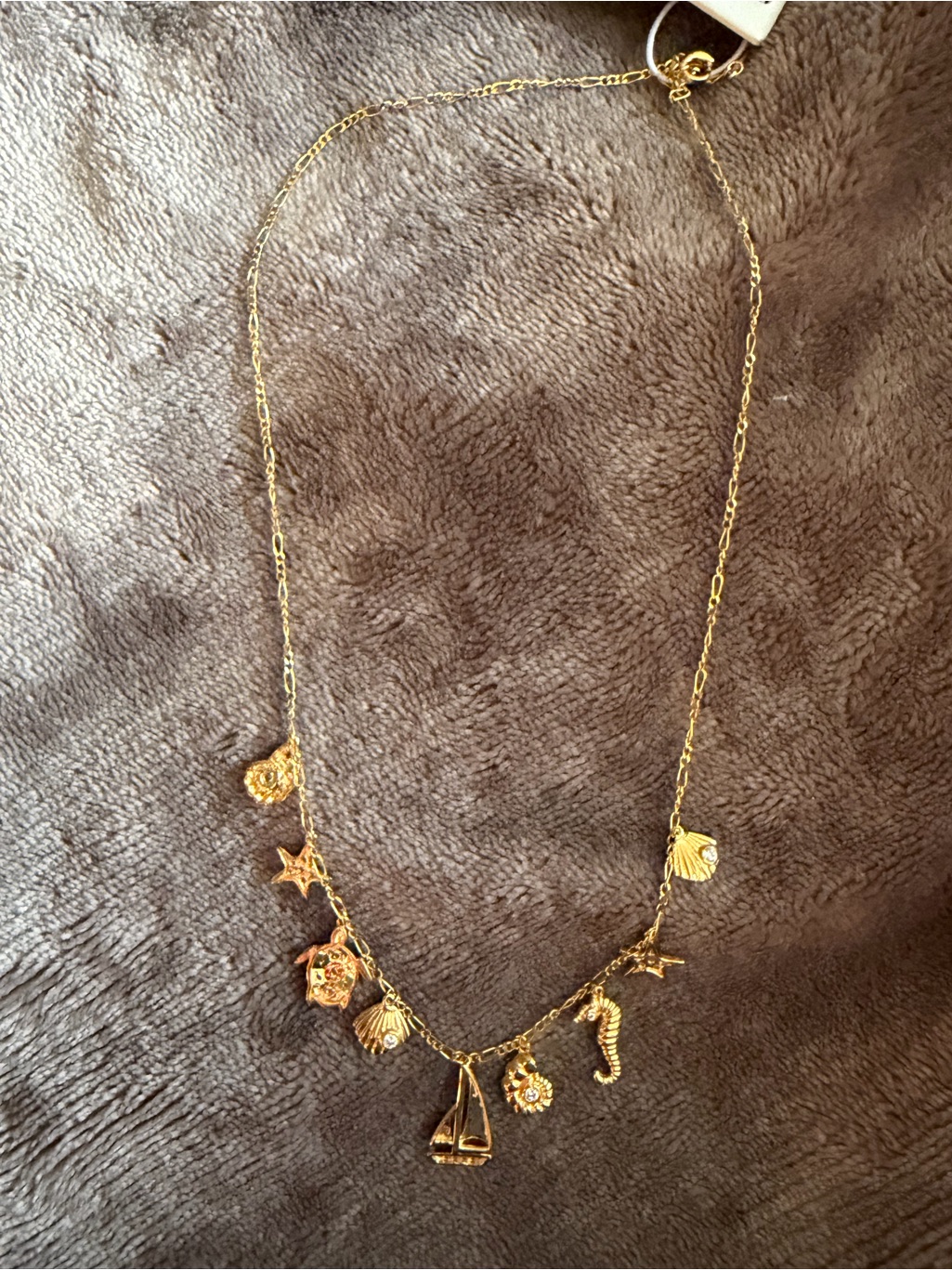 Rachel Zoe Gold Charm Necklace With Nautical Motifs